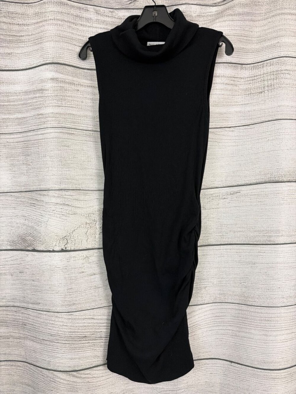 Michael Stars Black Ruched Midi Dress Size L